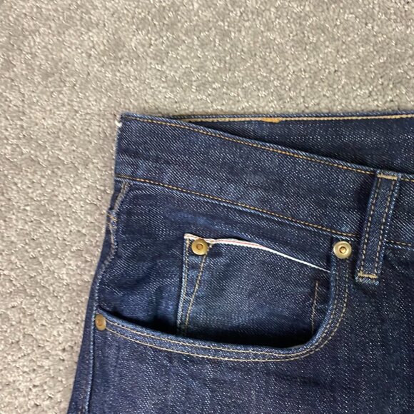 J. CREW Slim Straight Selvedge Jeans Men's 32 x 32 Fits 34 x 32 Blue Cotton - Picture 6 of 16